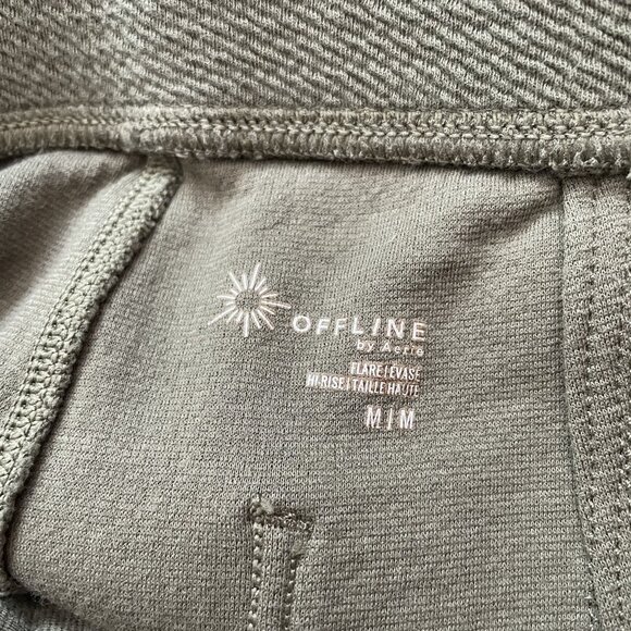 Offline By Aerie Women M Olive Green PartyFavor High Waisted Flare Legging - Picture 8 of 10